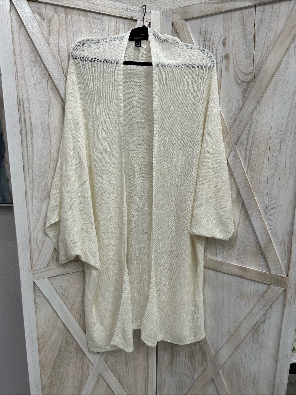 Forever 21 Cream Open-Front Knit Cardigan